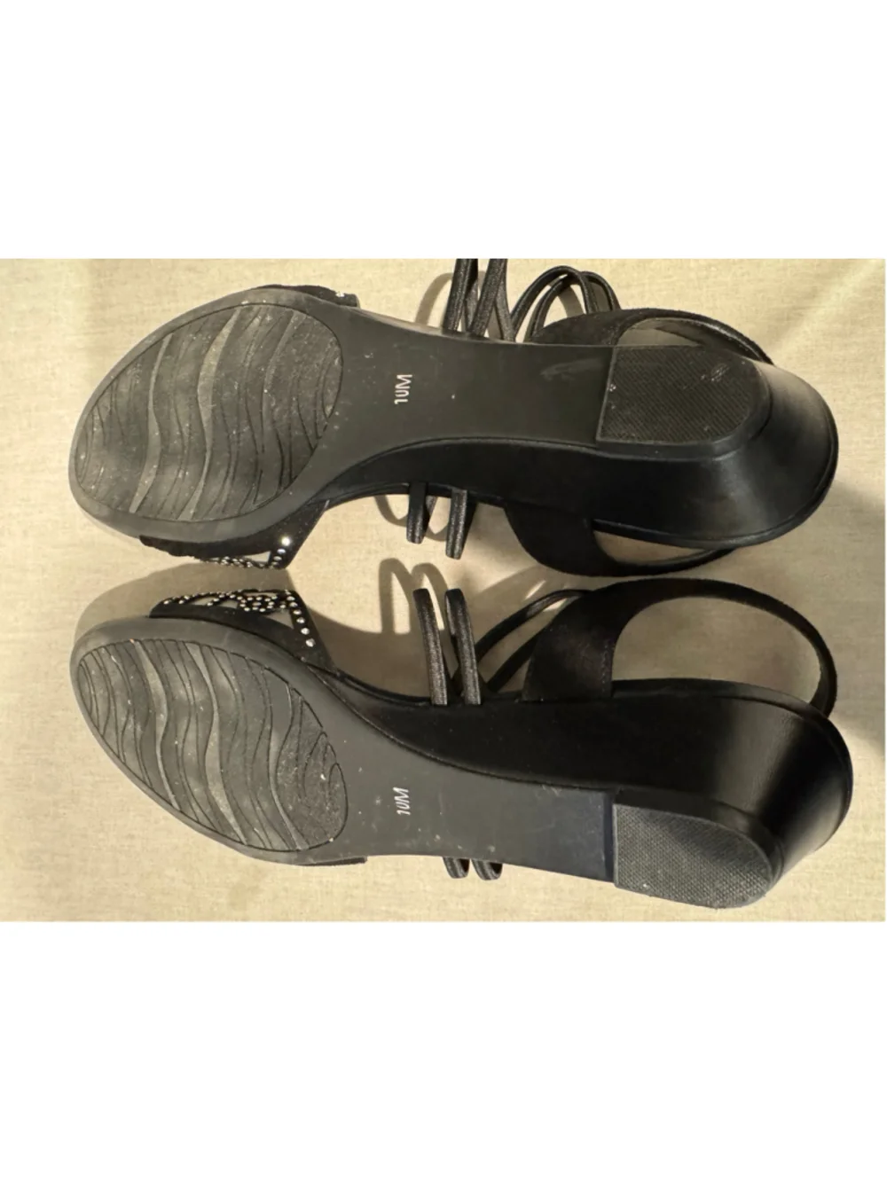 Women's Impo Black Silver RhinestoneMesh Wedge Sandals Size 10